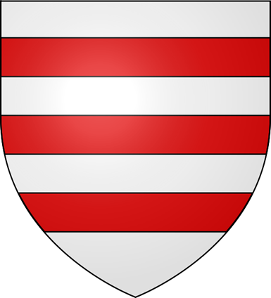 D'argent, à trois fasces de gueules